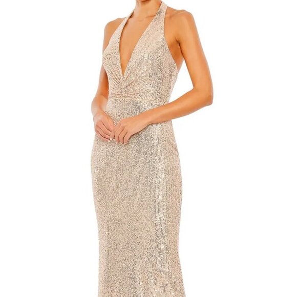 Mac Duggal Dresses & Skirts - Ieena Mac Duggal Rose Gold Sequin Halter Gown